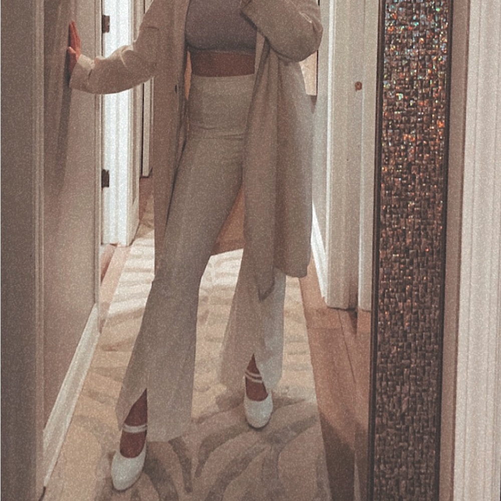 Free People Off White Flare Stretch Pants